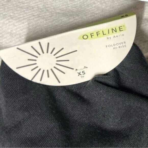 🌻NEW w.tags Offline by Aerie Black Foldover Hi-Rise Flare Leggings Size XS - Picture 8 of 9